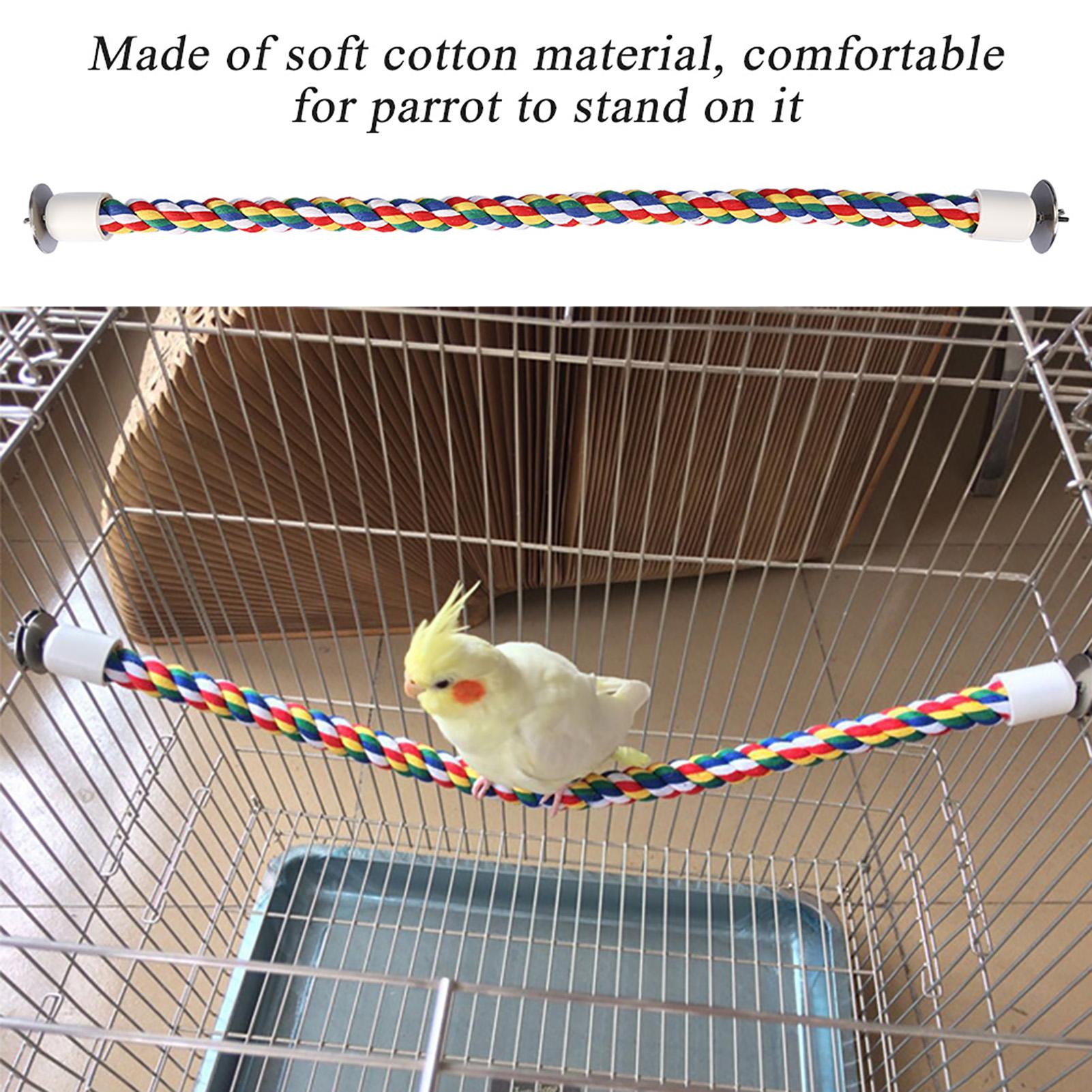 

Bird Parrot Colorful Cotton Rope Standing Perch Bird Bungee Toy
