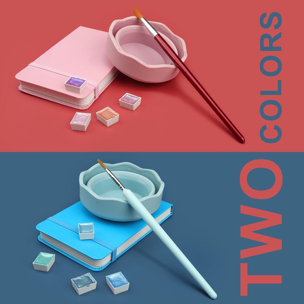 Seamiart Silicone Folding Mini Bucket for Washing Painting Brush Watercolor Drawing Tools Paint Pallette