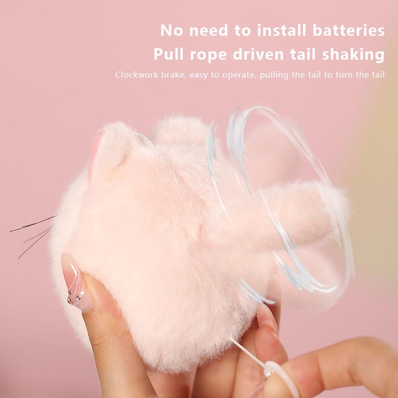 Pull The Rope To Shake The Tail Pink Cat Doll Can Call The Internet Celebrity Cat Plush Toy