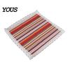 Breathable Office Chair Mat Cotton Linen Pad with Ties, Square Summer Seat Lace Decorative Trim, 15.75" x Washable for Dining Rattan