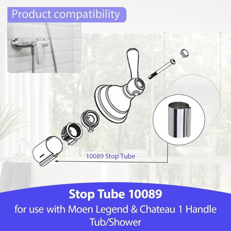 10089 133212 133212 Stop Tube Shower Bath Handle Replacement Tube Bathroom Fitting for Single Handle Tub and Shower Easy