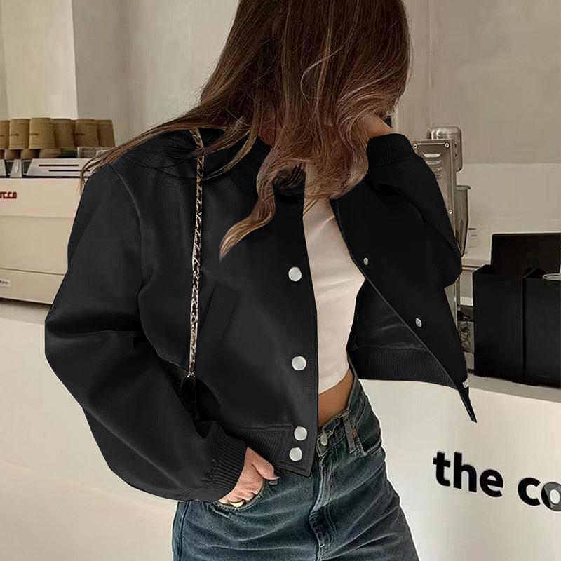 Women's Autumn and Winter New Women's Casual Long-sleeved Soft Short Bomber Jacket