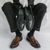 Herr Svart Loafers Läder Brun Formella Affärsskor Bröllopsklädsel Balskor Överdimensionerade