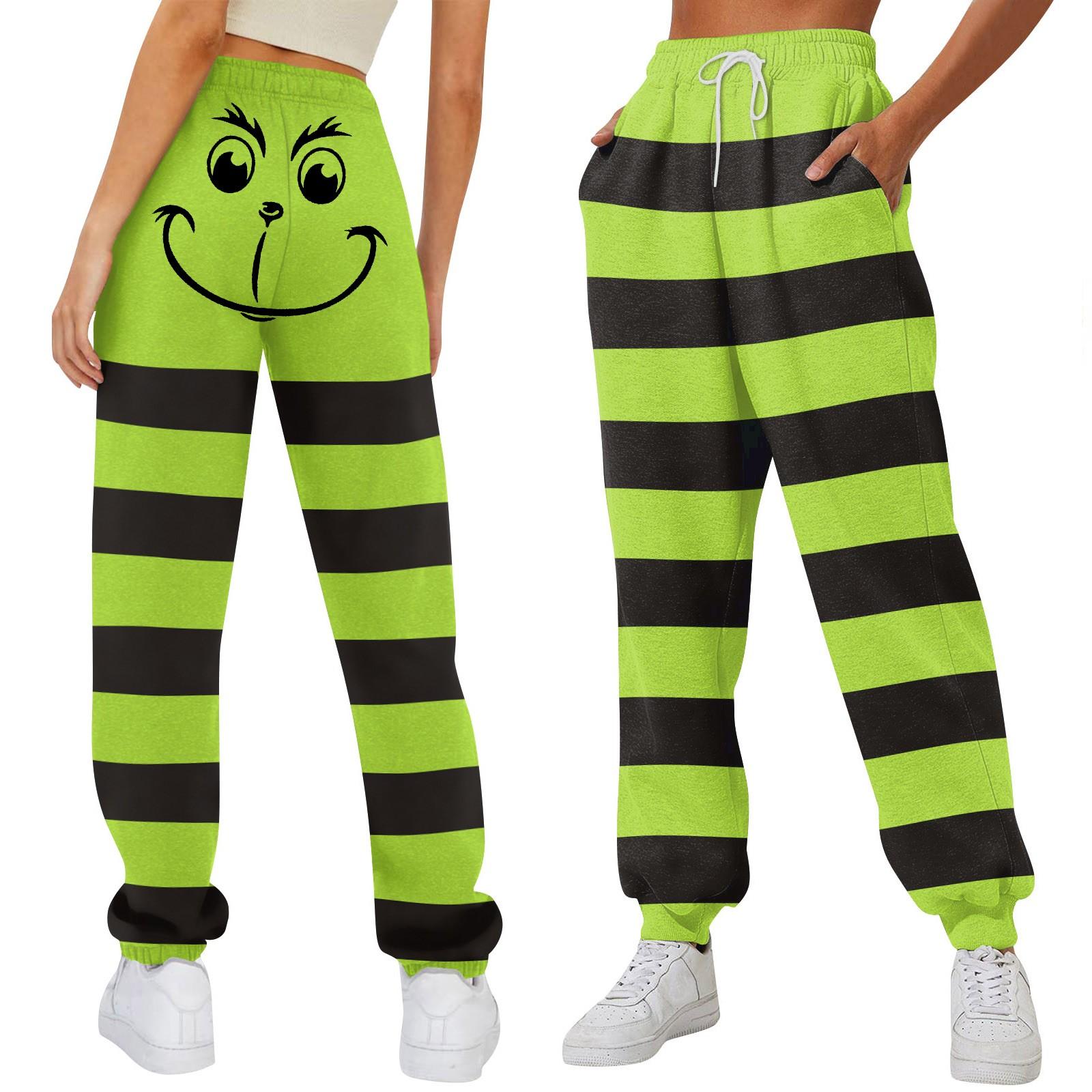 

Женские повседневные брюки с эластичной резинкой на талии и кулиской с рождественским принтом L зелёный