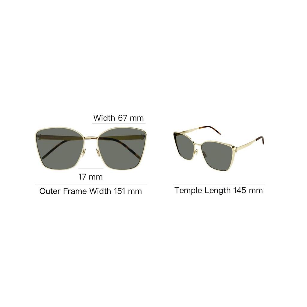 Saint Laurent Logo Embellished Metal Irregular Shape Sunglasses Men sunglasses Gold SLM98