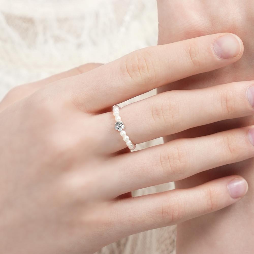 Bonbeau Mini Motif Water Pearl Ring 3Mm