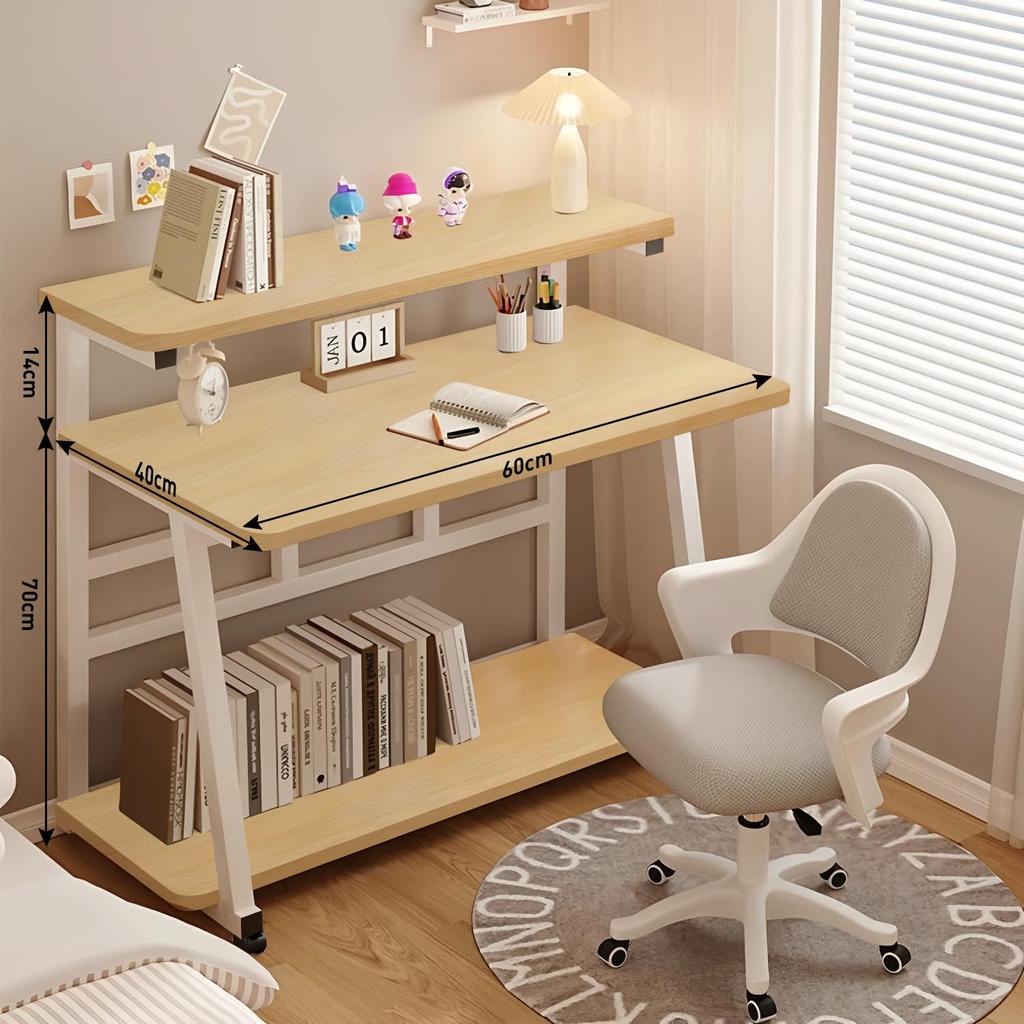 GIGIGET Compact Computer Office PC Home Simple Easy Study Instructions Included Desk, Desk, 3-Tier Table, Desk, Office, Space-Saving, Natural, Design,