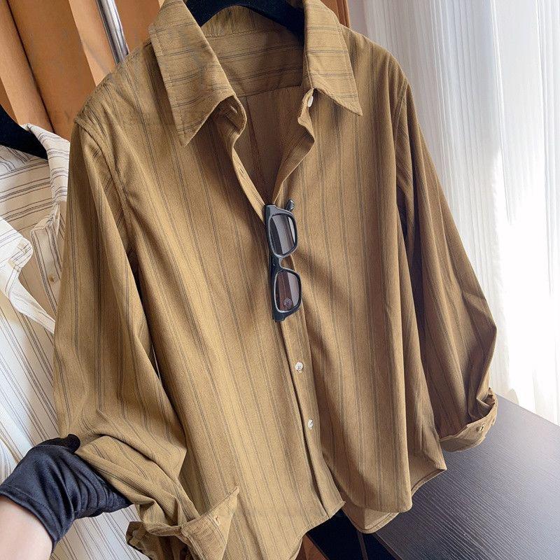 Autumn 2025 Women's Striped Loose Fit Slimming Shirt