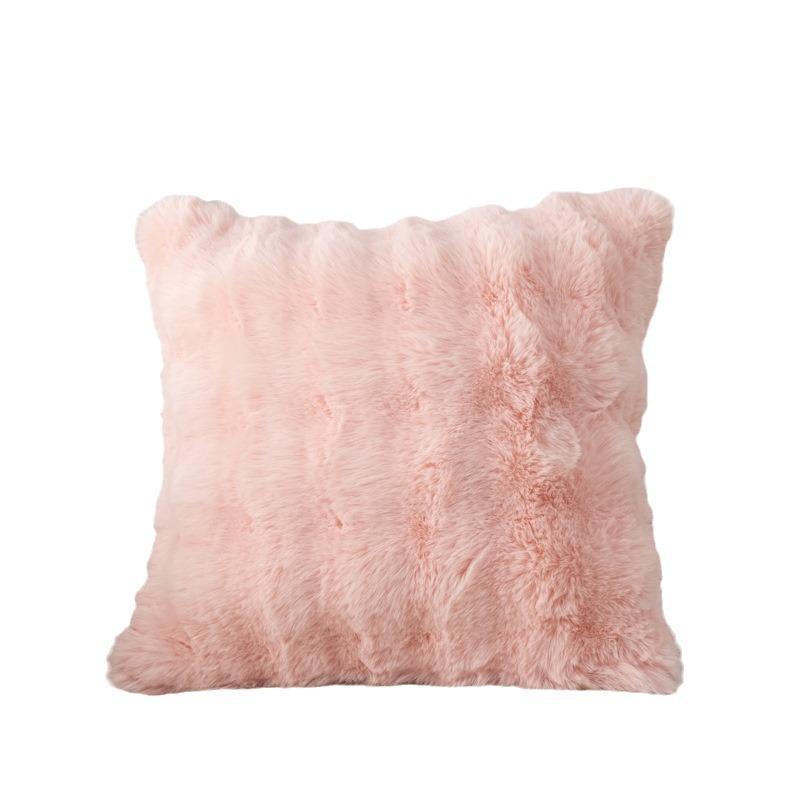 2PC Solid Color Bubble Rabbit Velvet Cushion Cover Autumn Winter Plush Cushion Cover Nordic Sofa Bedroom Pad Waist Pillowcase
