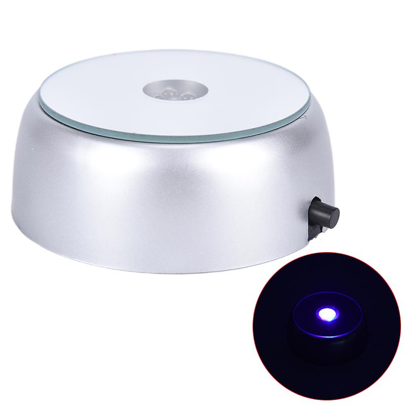 1Pc 4 Leds Luminous Base Light  Glass Display Colorful Round Stand Base