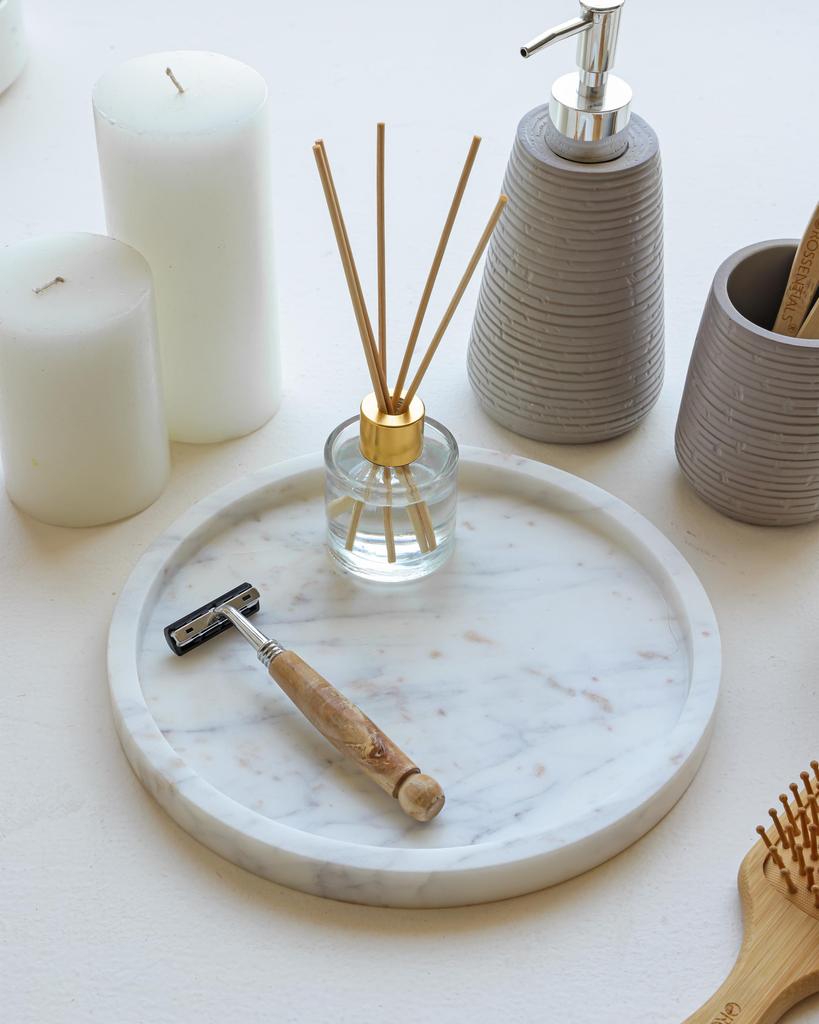 White Marble Round Tray: Elegant Home Decor (9-Inch)