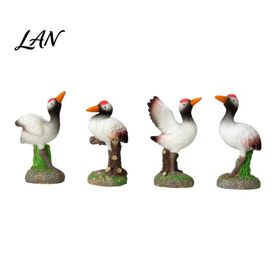 Outdoor Felsenlandschaft Dekoration Harz Rotkronen-Vogel Figuren, Realistische Statuen mit Felsbasis, Mini Landschaftstier Ornamente für Tee