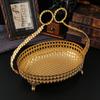 Luxury European Polka Dot Hollow Fruit Plate Hotel Home High-end Supplies KTV Fruit Bowl Oval Fruit Plate Ornaments
