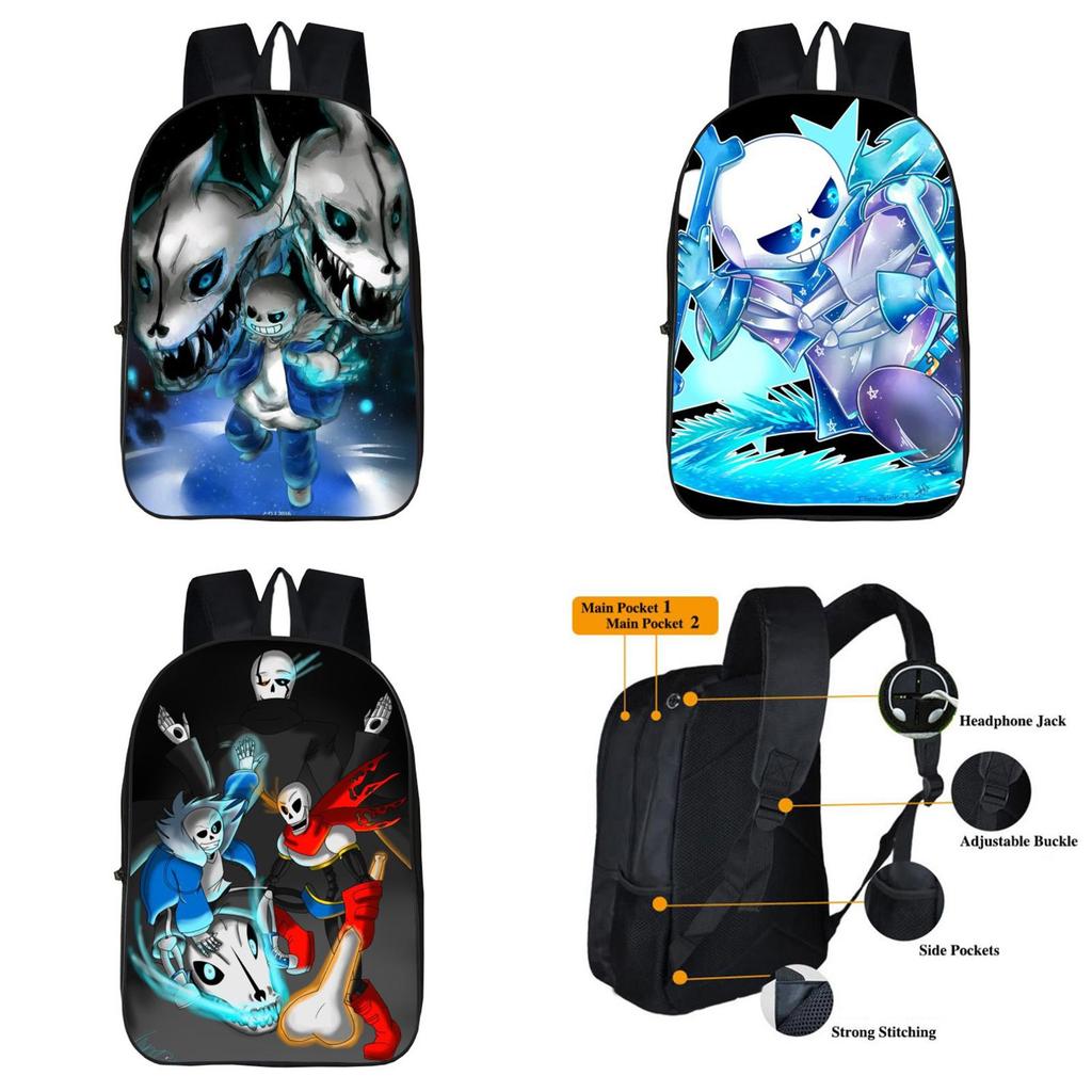 Durable 17-inch Undertale Sans Backpack For Kids With Adjustable Straps And Stylish Design