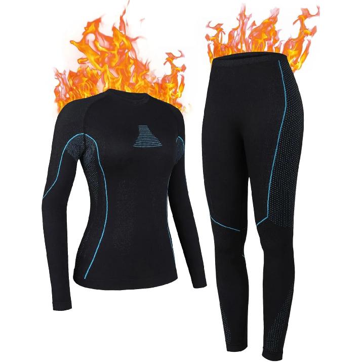 Anfilia Women Ski Thermal Underwear Set Quick Dry Anti-static High Elastic Tight Seamless Warm Base Long Johns XL
