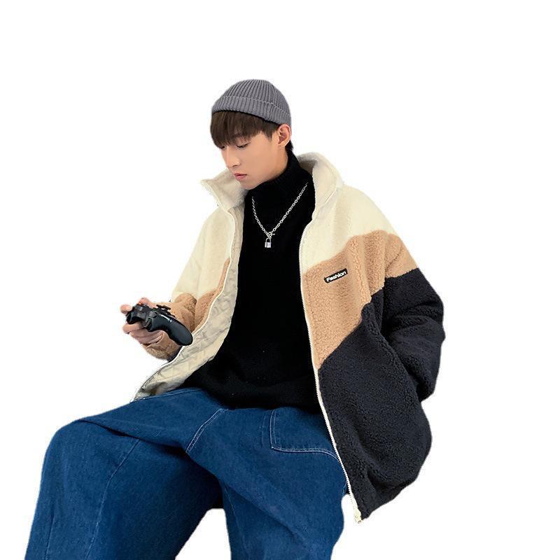 Men's High-Collar Japanese Lambskin Fleece Jacket - Autumn/Winter