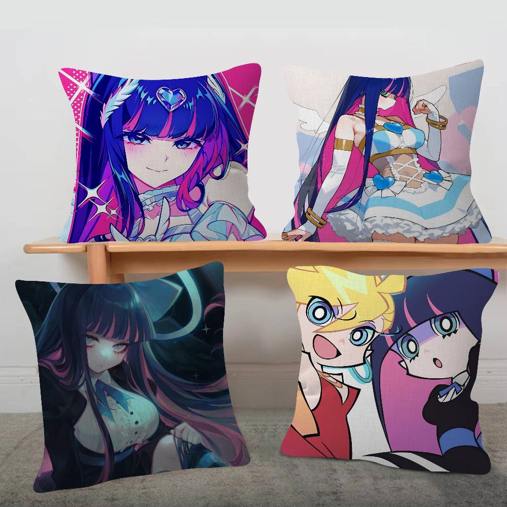 Anime Panty And Stocking With Garterbelt Soft Comfortable Pillow Case Cartoon For Sofa Office Retro Decor Protective Cover