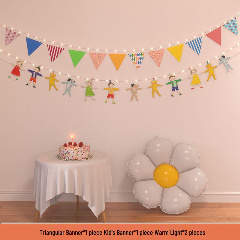 Birthday Pom Pom Bunting Set for Kids - First Party Decor & Photo Props