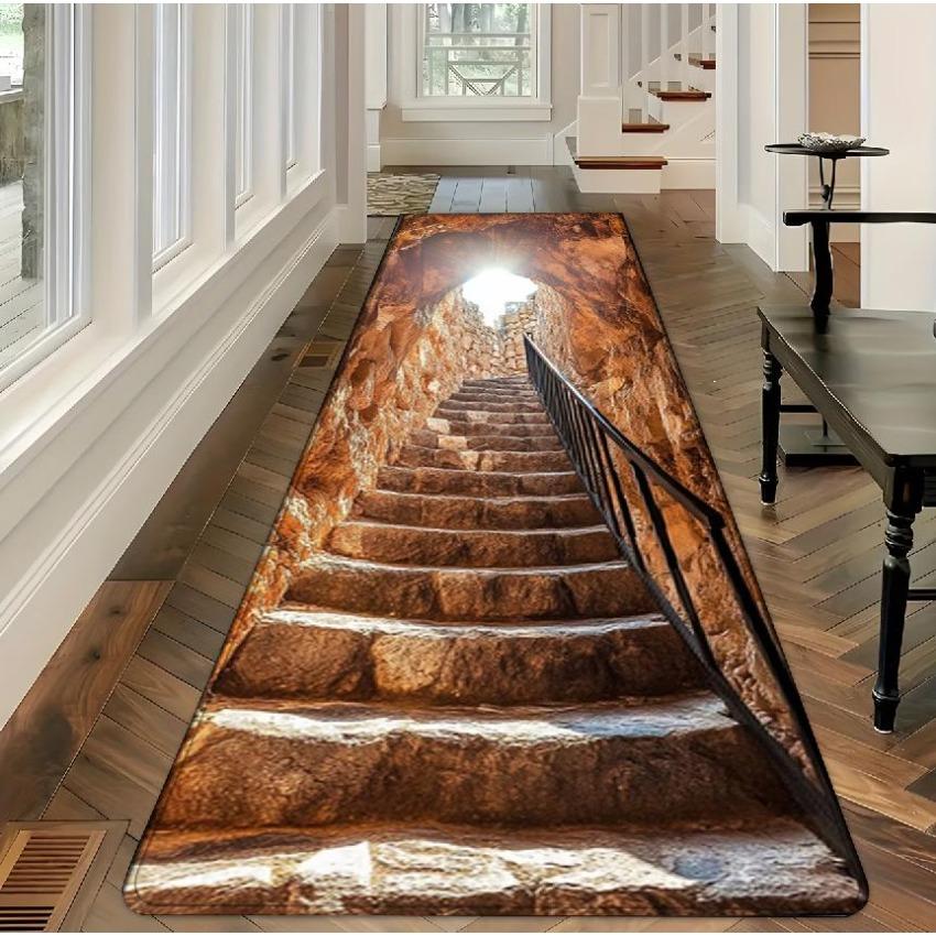1pz Tappeto Tappetino Antiscivolo 3D Pietra Grotta Runner per Corridoio Ingresso Bagno Soggiorno Camera da Letto Cucina Decorazione Casa