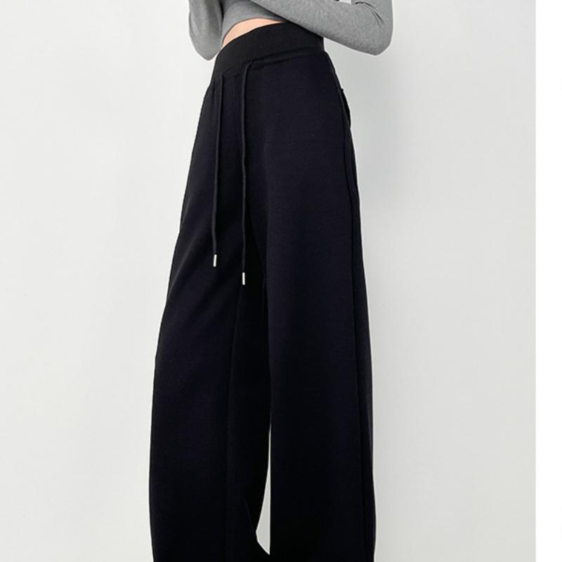 

Повседневные брюки с высокой посадкой и широкими штанинами для женщин, весенняя новинка, свободные и ленивые, ниспадающие, мягкие и эластичные брюки в пол XL