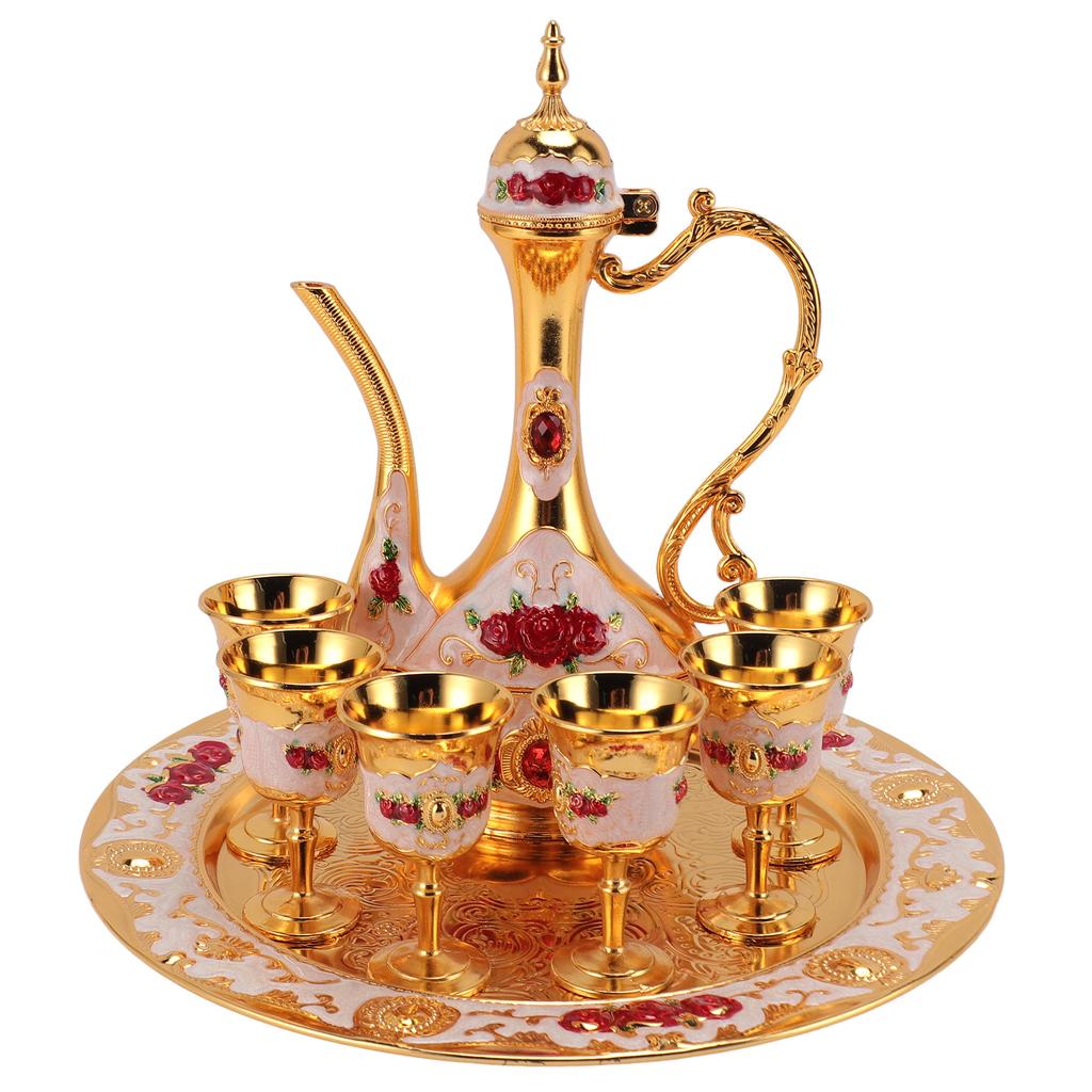 Vintage tyrkisk kaffekannesett sinklegering rustsikker fargeekte elegant tyrkisk tesett for hjemmet