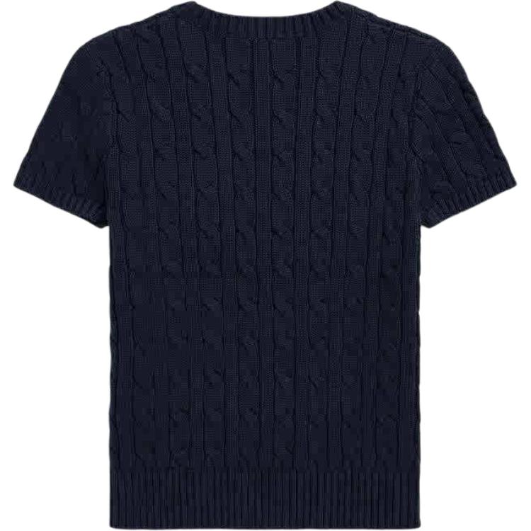 Polo Ralph Lauren Sweater FW24 Cable Knit Cotton Short Sleeve Kids Tops Dark-Blue CWPOSWEG6820542-410