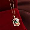 Luxury Female Rainbow Oval Square Pendant Necklace Vintage Gold Color Wedding  For Women