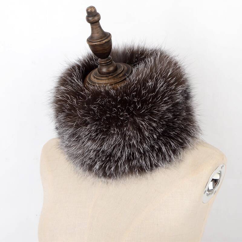 Echter Fuchsfellschal Handgestrickter Pelz-Nackenschal Winter Elastisches Stirnband Pelzschal Plüsch Warm Dicke Nackenwärmer