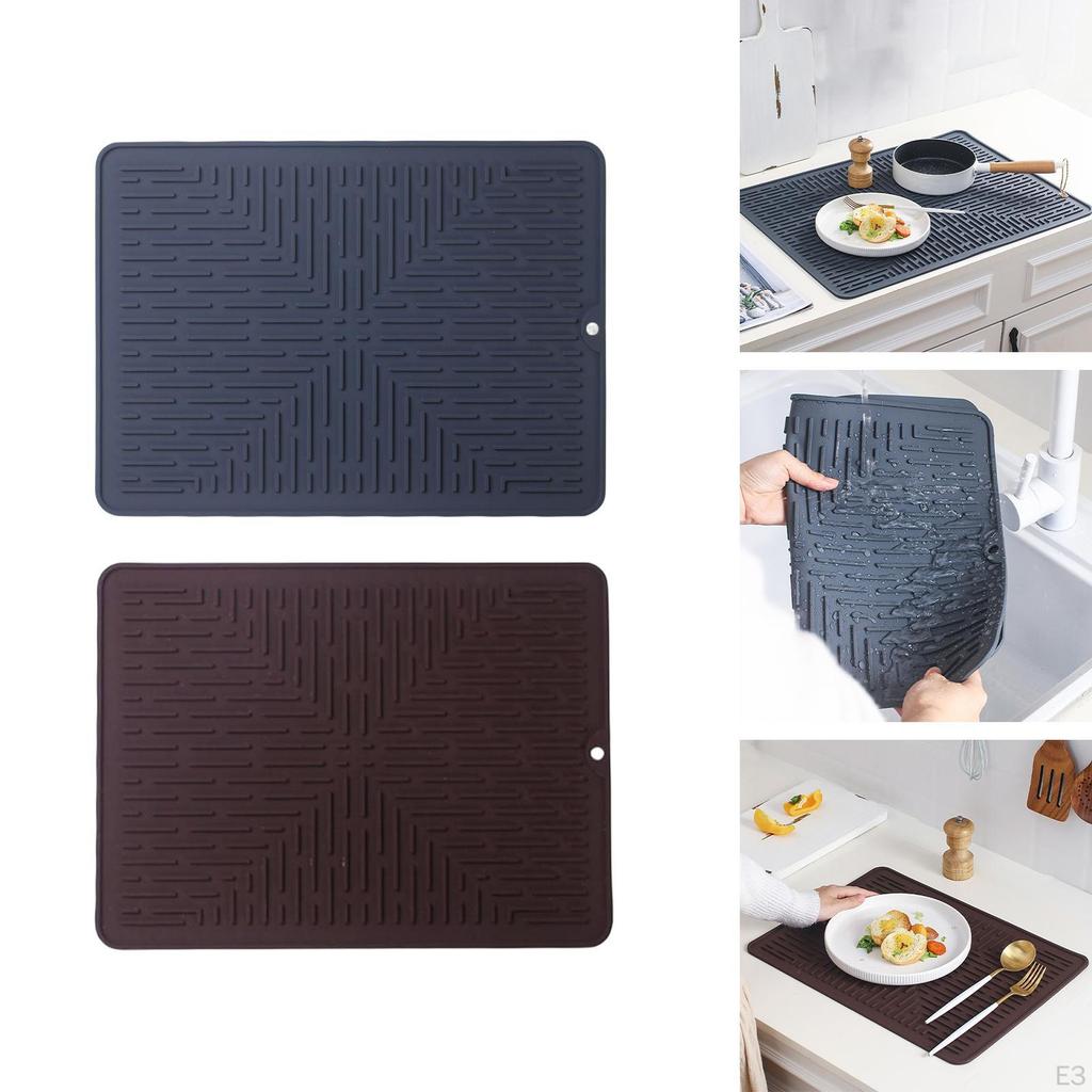 Drain Pad, Large Dish Drying Heat Resistant Silicone Pad Table Accessory