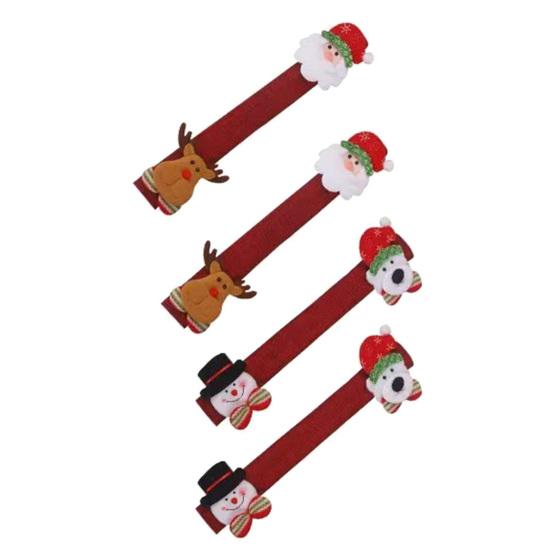 4 stk Christmas Snowflake Holdbar mat Kjøleskapshåndtaksdeksel Mykt vaskbart flekkforebyggende kjøleskapsdeksel