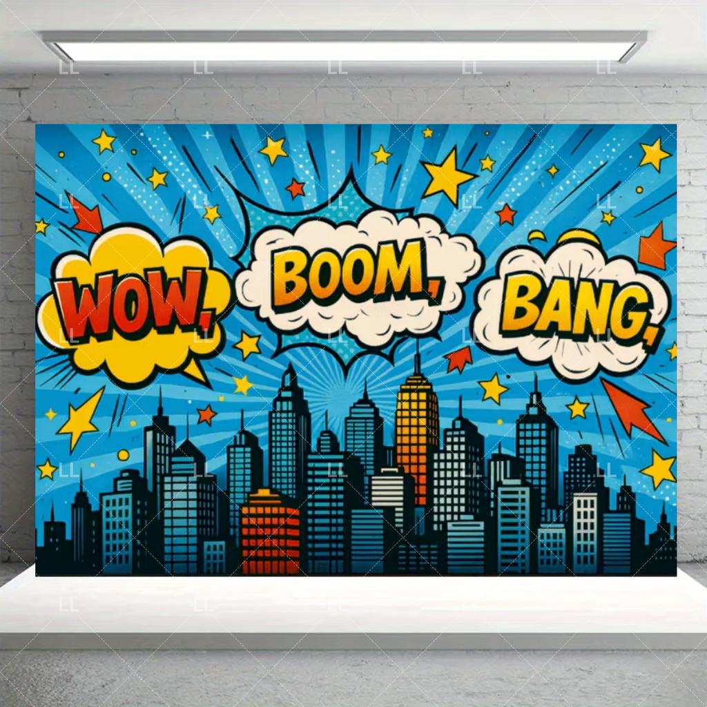 Superhero City Birthday Party Supplies Backdrop Comic Style Building Landscape Decoration Baby Shower Photo Backdround Kid Gift553