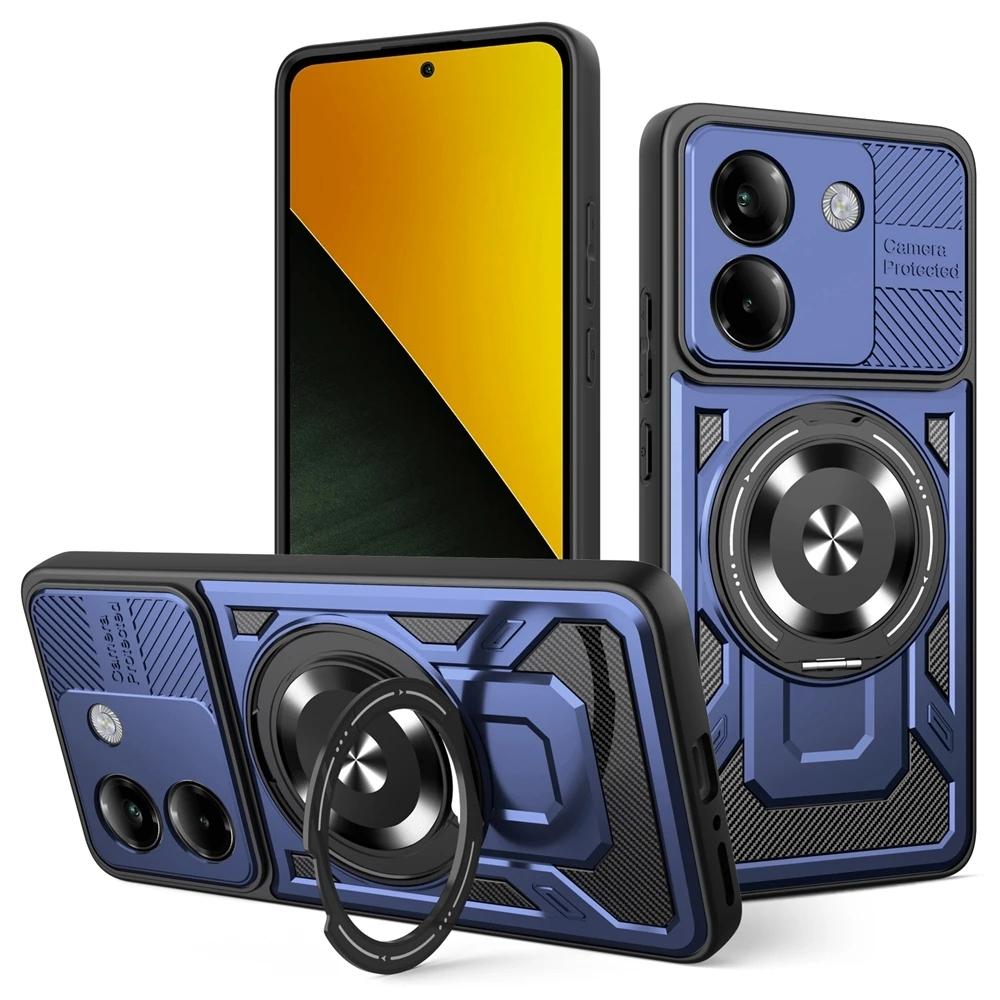 For Magsafe Magnetic Ring Armor Case For Xiaomi Poco M7 Pro Poko Little M7Pro 5G Wireless Charging Shockproof Cover