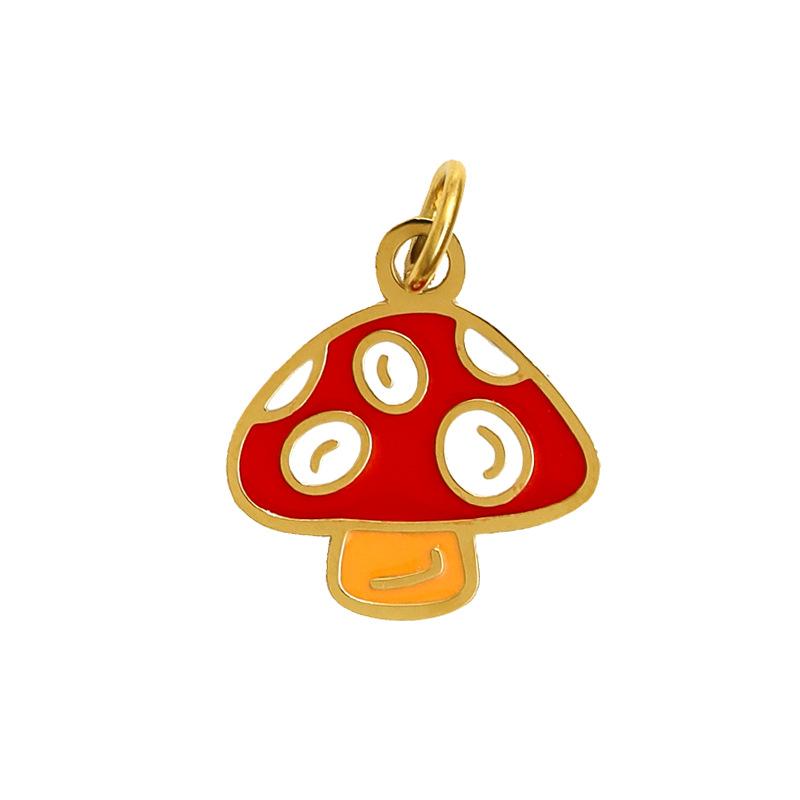 Summer On The New National Tide Does Not Fade Niche Dripping Oil Colored Mushroom Necklace Accessories Diy Design Pendant Female