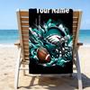 1pc Fashion Cool Eagle Logo2 Beach Towel with Custom Name, Beach/Swimming/Bath/Picnic/Camping Towel, Suitable for Seaside Beaches