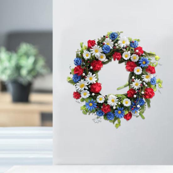 Künstlicher Kranz Memorial Day Unabhängigkeitstag Veteranentag Haustür Rot Blau