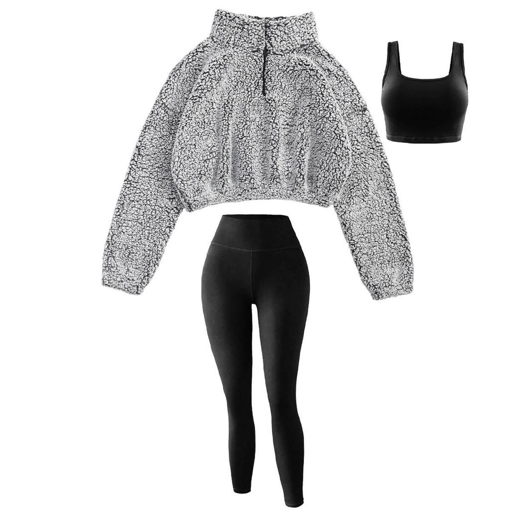 Women's Stretchy Yoga & Fitness Three-Piece Set - Spring/Autumn 2025 Edition