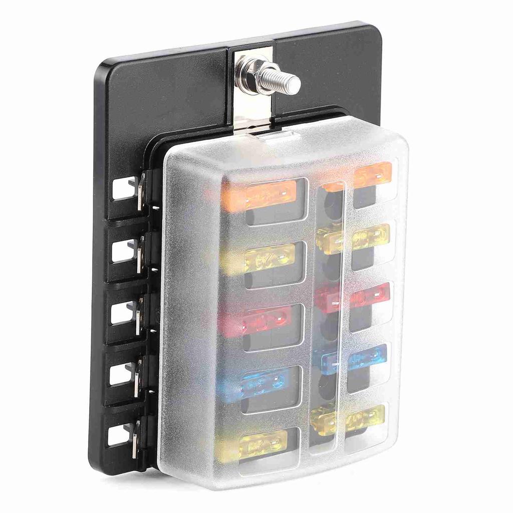 10-fach Sicherungskasten Flachsicherungshalter mit LED-Kontrollleuchte für Automobil Auto Boot Yacht