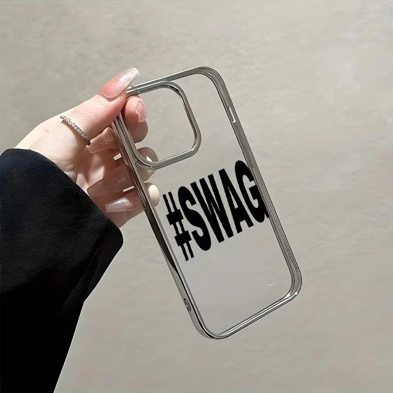 

Модный трендовый чехол для телефона с английским текстом S-SWAG, простой, для iPhone 17AIR 16E 15 14 13 12 11 PRO MAX XSMAX XR 7 8 PLUS, чехол в стиле Y2K iPhone Air