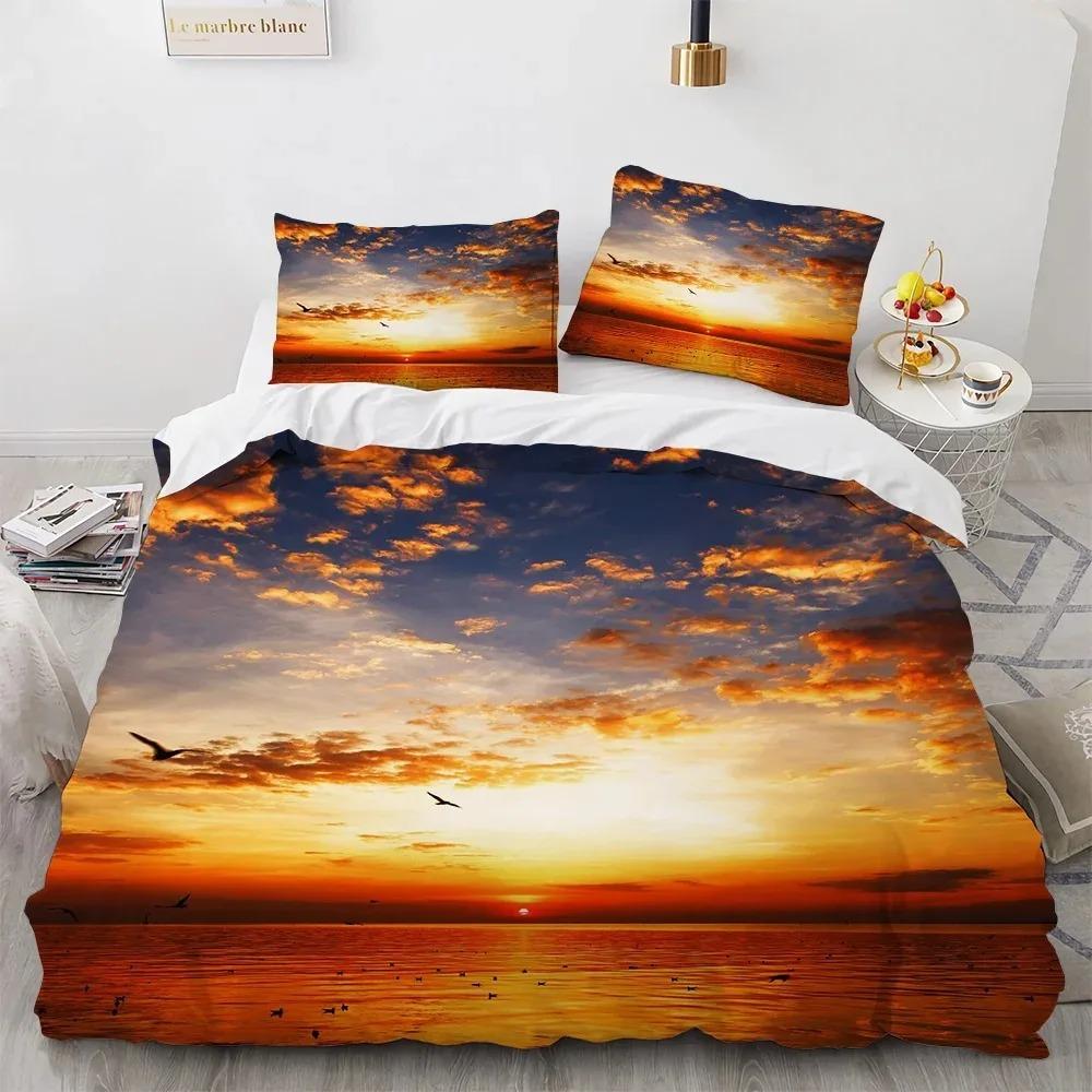 Blue Sky Cloud Duvet Cover Set King Queen Full Size for Kids Boys Girls Polyester Bedding Set Comforter Cover Landscape Pattern