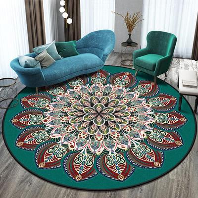 Teppich im ethnischen Stil, Vintage-Mandala, runder Teppich, Balkon, Hängekorb, Wohnzimmer, dekorative Fußmatten, rutschfester Teppich, Alfombra