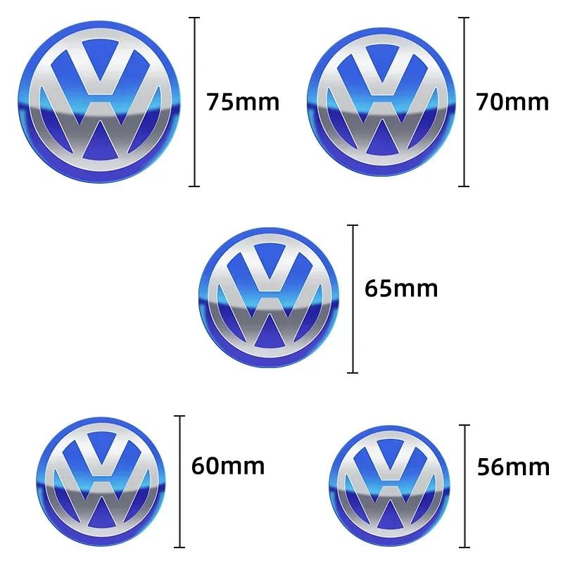 For VW Volkswagen Jetta MK5 Golf 4pcs 56mm 60mm 65mm 70mm 75mm Car Wheel Center Hub Cap Sticker For Volkswagen VW CC GTI Polo Go