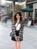 Women's Retro Plaid Long Sleeve Loose Shirt Cardigan for Spring/Summer