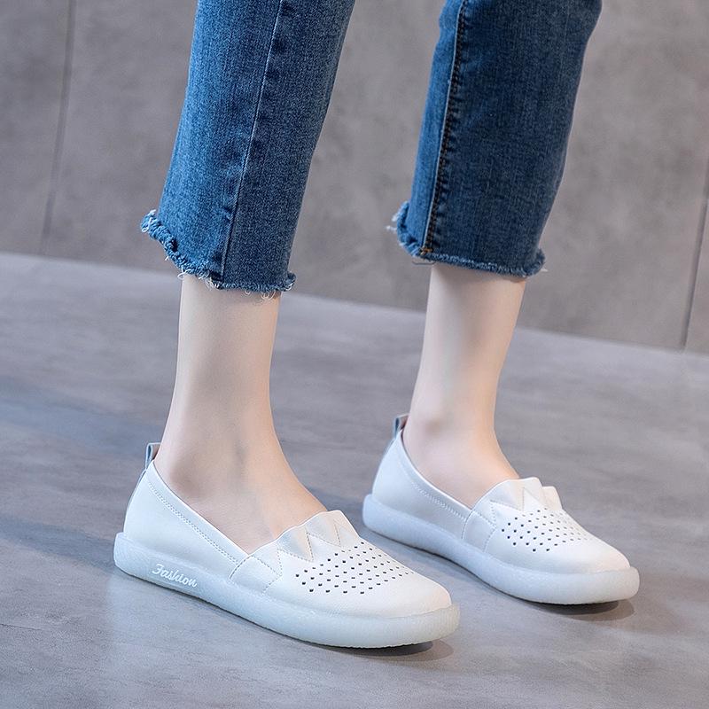 2025 Women's Summer Breathable Soft Sole Genuine Leather Cutout Loafers, Flat Shoes for Pregnancy, Plus Size Available