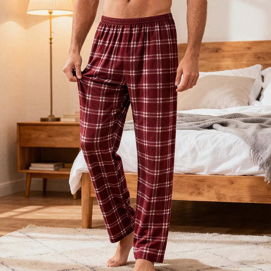 Herren Karo Streifen Freizeithose Herren Lässige Mode Schlafanzughose
