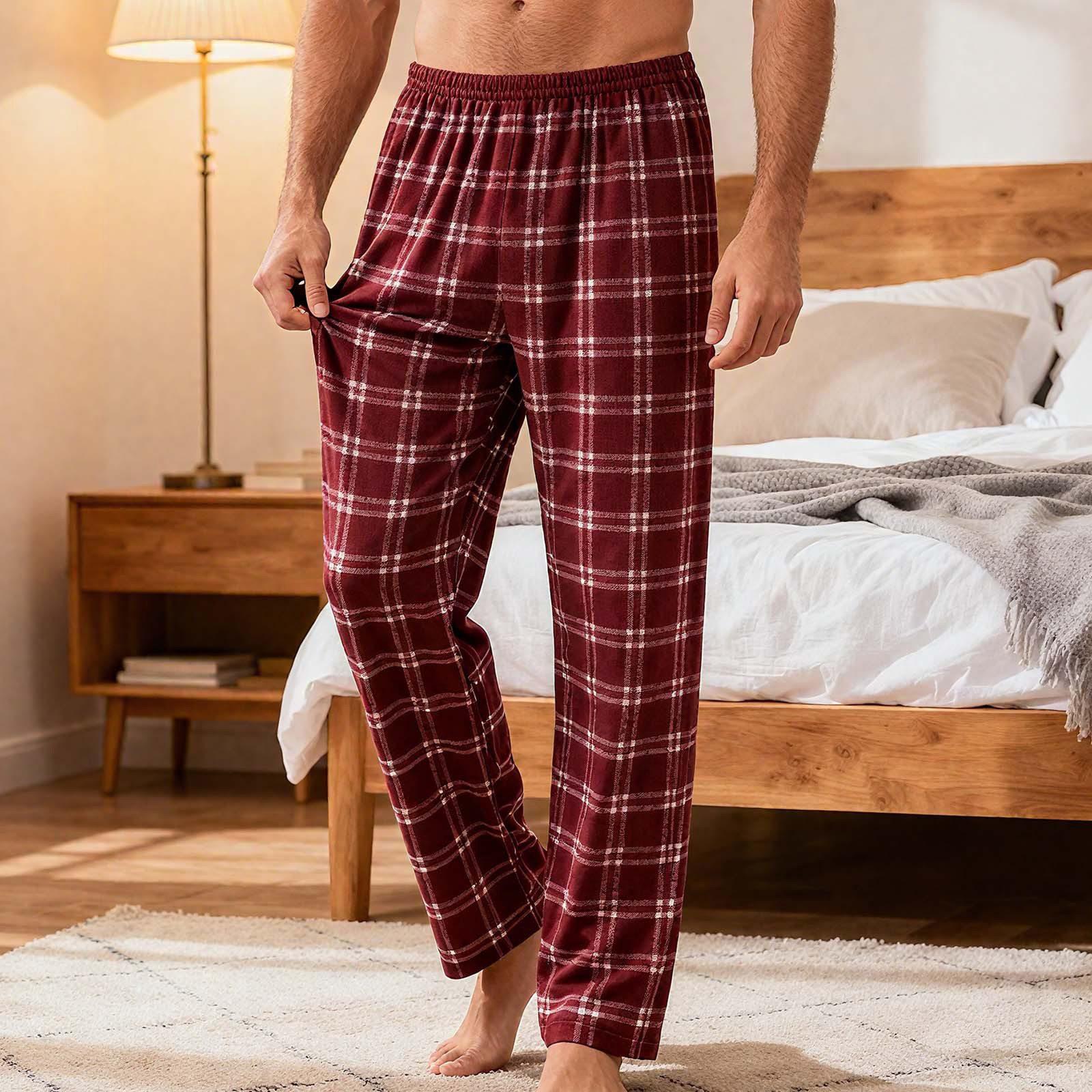 Мужские повседневные брюки в клетку и полоску, мужские повседневные модные пижамные брюки XXL