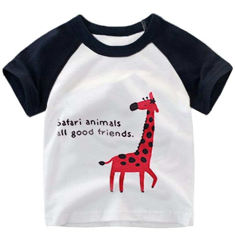 Kids Short Sleeve T Shirt Toddler Boys Girls Color Patchwork Summer Tops Cartoon Printed Graphic Tees