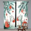 Set Of 2 Flat Printing Scene Curtain Christmas Playful Cats Digital Printed Polyester Drapes Birthday Party Holiday Portraits