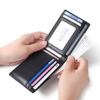 Men's Fashionable Genuine Leather Wallet With Anti-RFID Swipe. Short Dollar Clip. Push Card Slot.