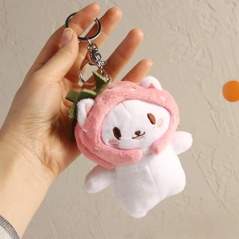 1Pc Cute Snapper Head Set Keychain Cat Plush Action Figure Key Chain Doll Pendant Bag Accessories Baby Keyring