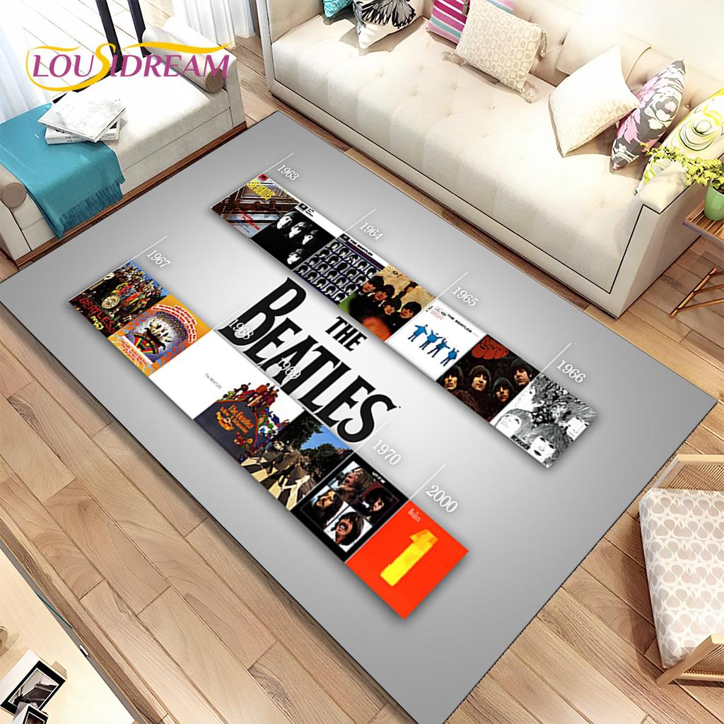 3D B-Beatles Rock Band Area Rug,Carpet Rug for Home Living Room Children Bedroom Sofa Doormat Decor,kids Play Non-slip Floor Mat